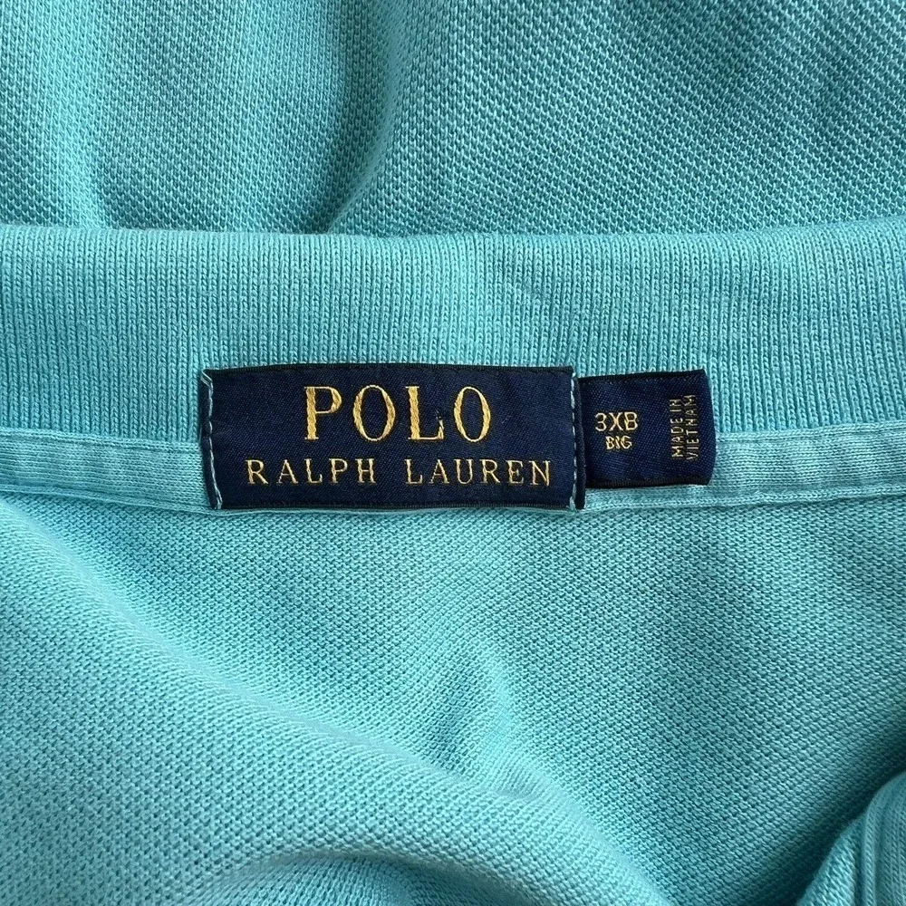 Polo Ralph Lauren Polo Shirt Men's 3XB Big Solid Blue Short Sleeve Cotton Logo